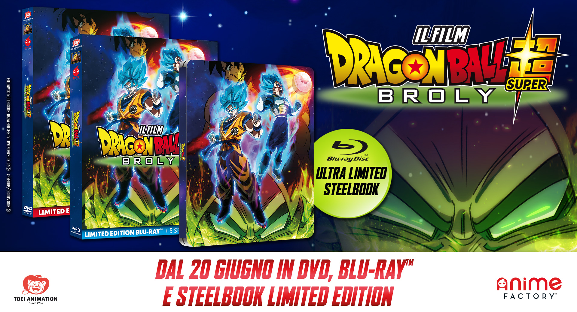 Dragon Ball Super: Broly, il 20 giugno esce l'Home Video